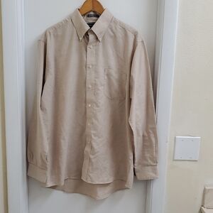 Mens's David Taylor Light Tan Casual Button-Down Shirt